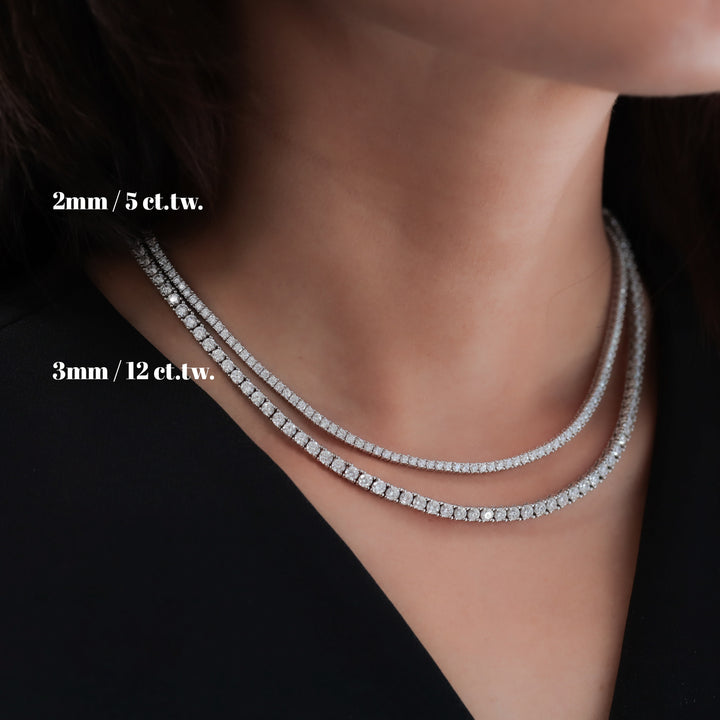 Lab Grown Diamond 4 Prong Classic Tennis Necklace in 14K Solid Gold