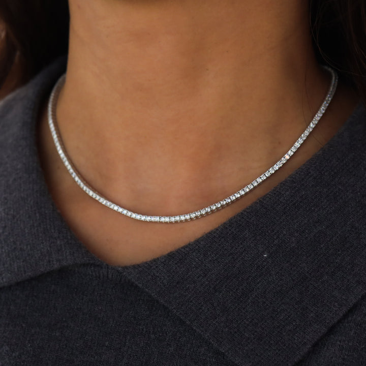 Lab Grown Diamond 4 Prong Classic Tennis Necklace in 14K Solid Gold