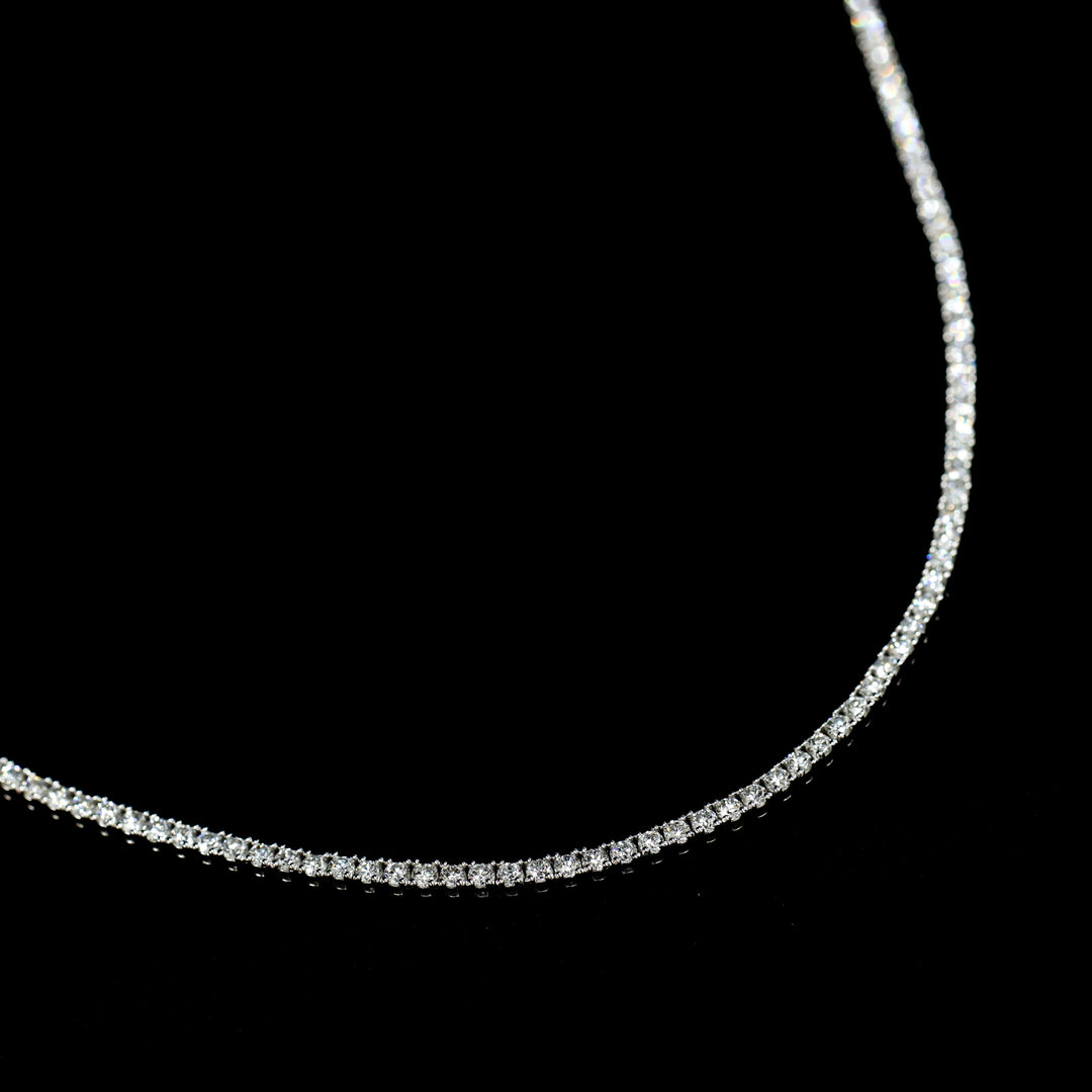 Lab Grown Diamond 4 Prong Classic Tennis Necklace in 14K Solid Gold