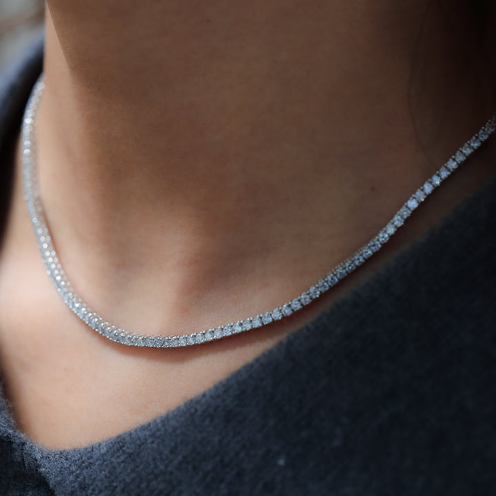 Lab Grown Diamond 4 Prong Classic Tennis Necklace in 14K Solid Gold