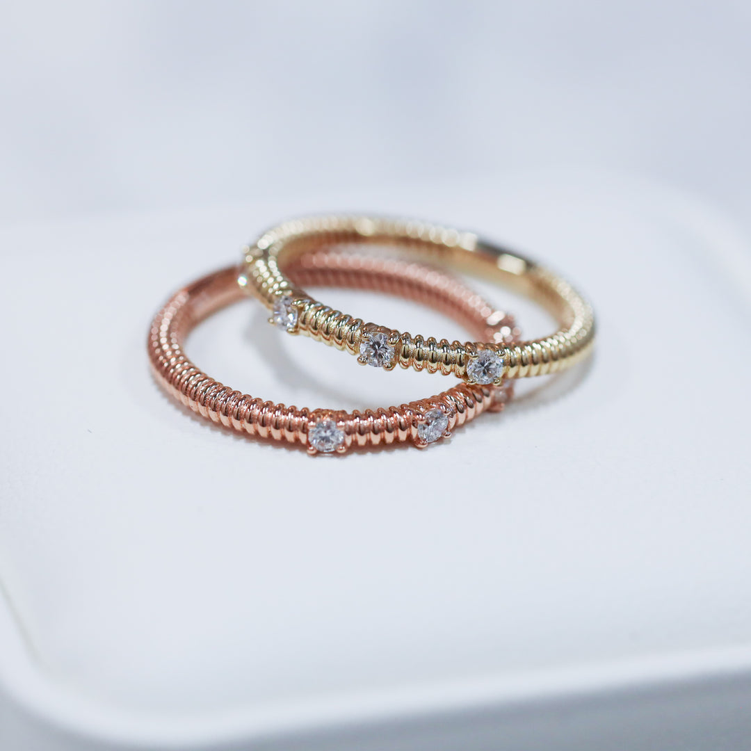 Textured Ripped Ring - 4-Stone diamond band