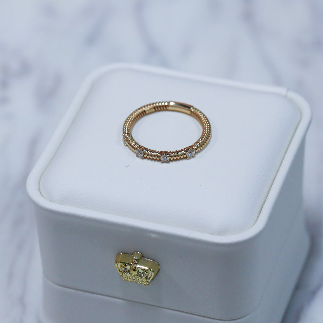 Textured Ripped Ring - 4-Stone diamond band