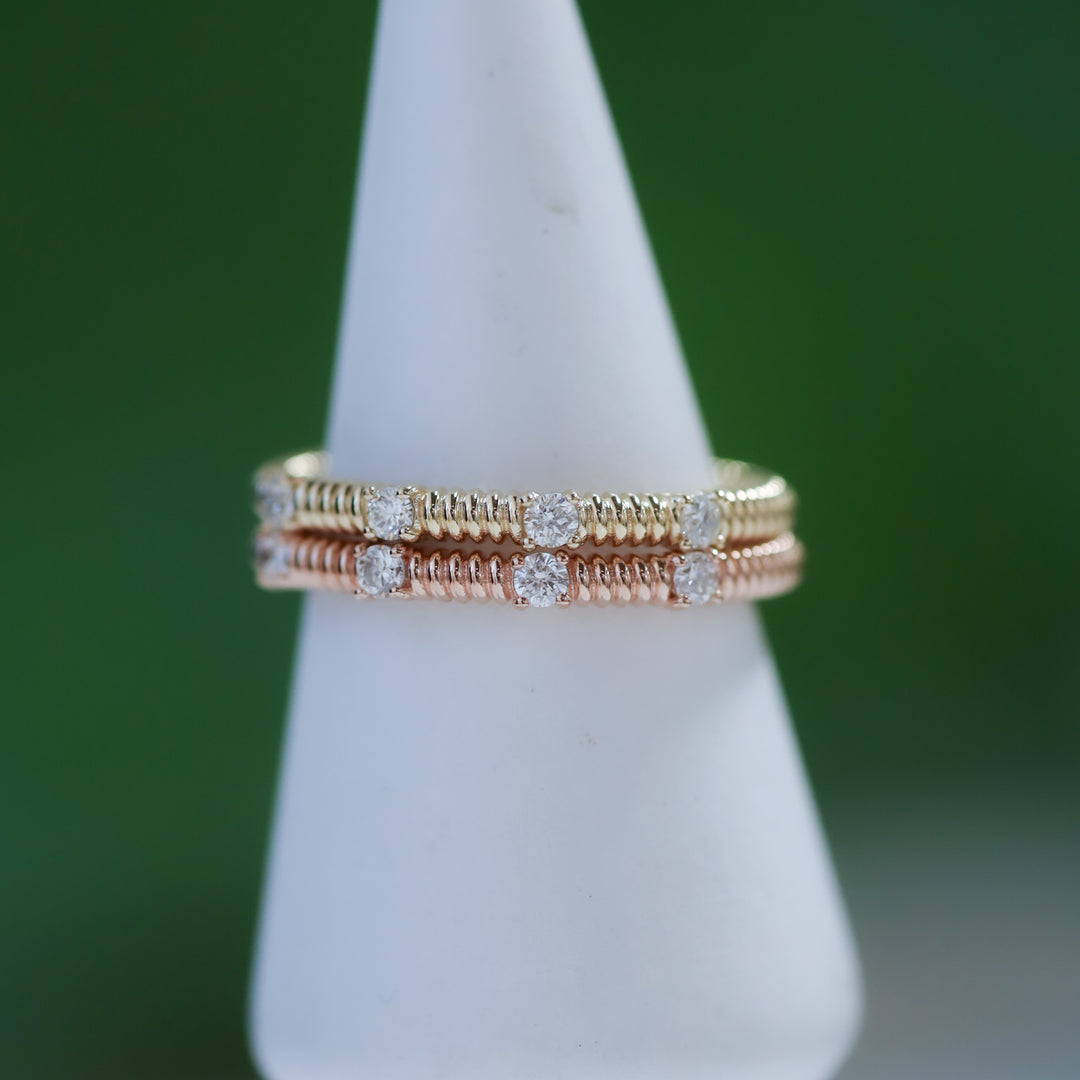 Textured Ripped Ring - 4-Stone diamond band