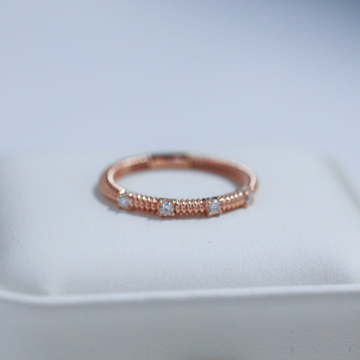 Textured Ripped Ring - 4-Stone diamond band