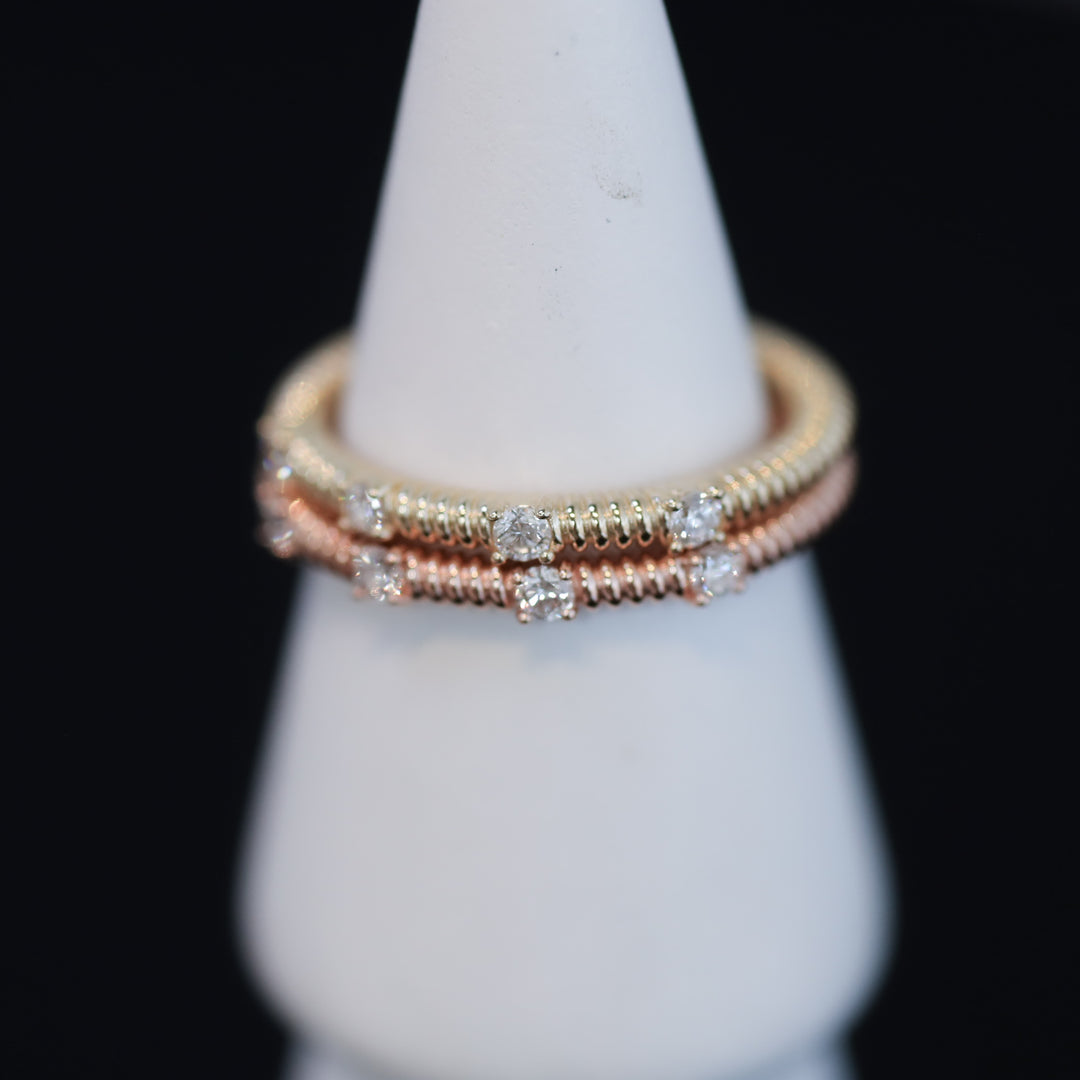 Textured Ripped Ring - 4-Stone diamond band