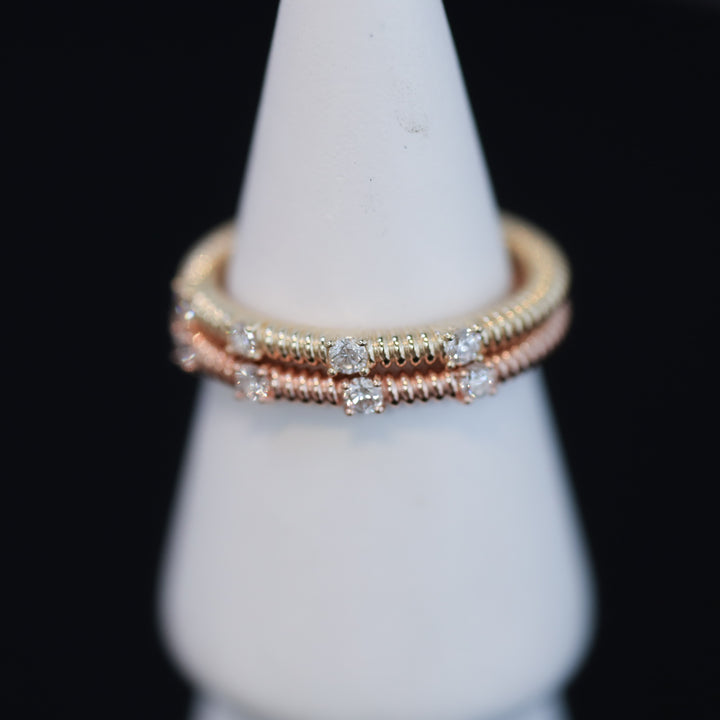 Textured Ripped Ring - 4-Stone diamond band