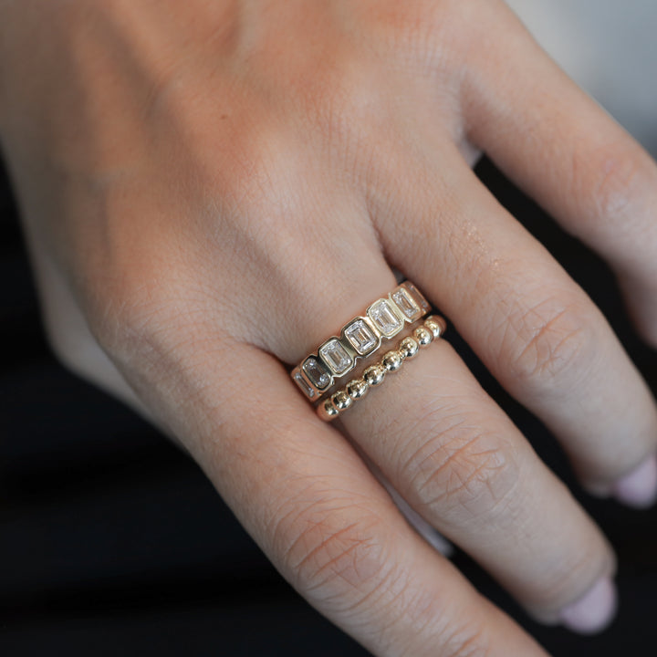 Beaded Stackable 14K Gold Ring (3mm Beads)